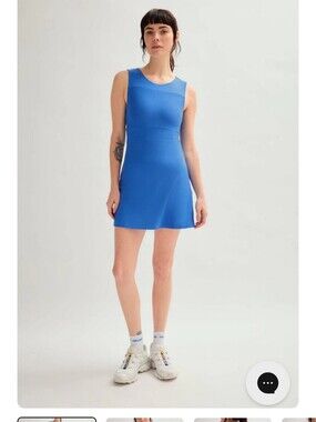 Girlfriend Collective Unitard Exercise Dress Blue S Built-in Romper NWT